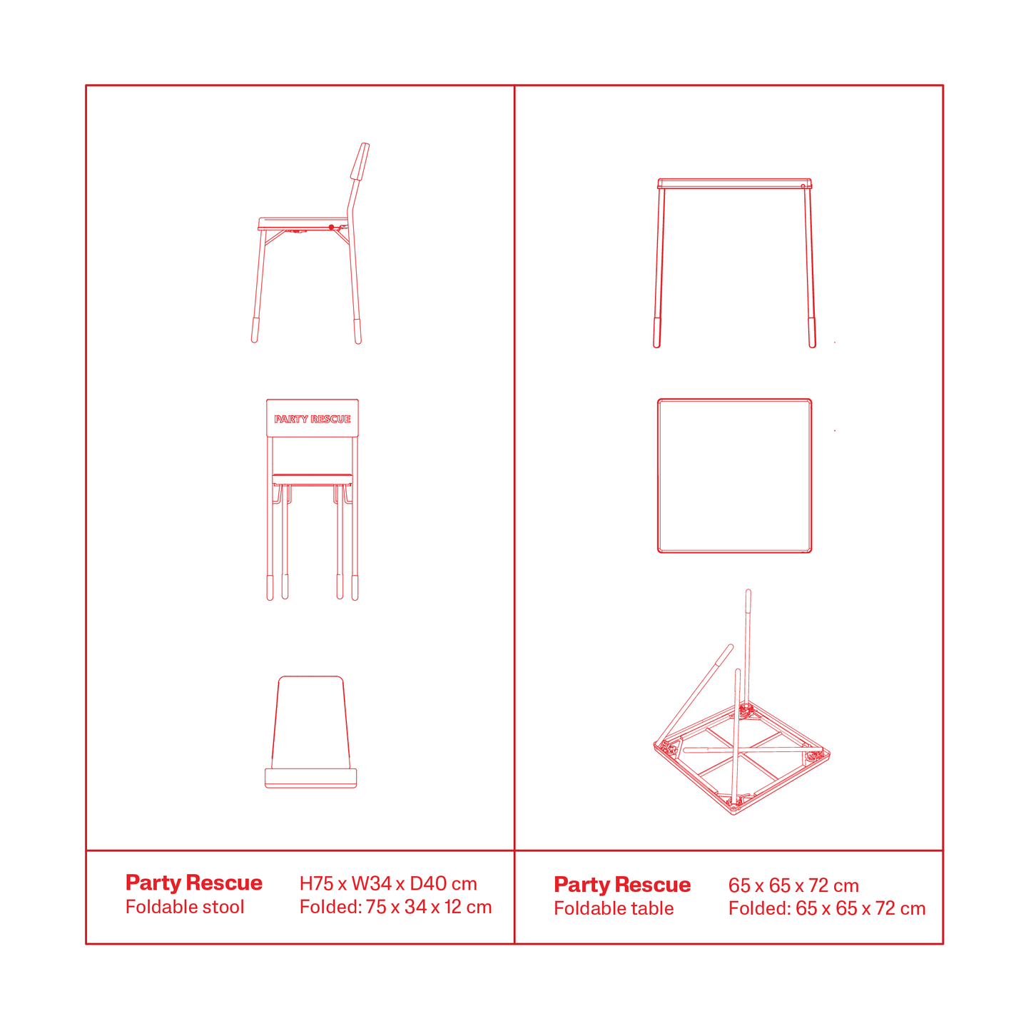 PARTY RESCUE – Foldable table